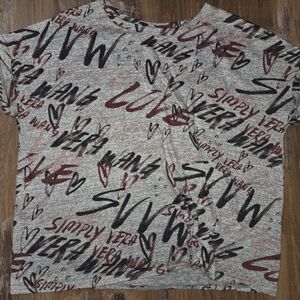 Simply Vera Vera Wang Abstract Print Short Sleeve Knit Top